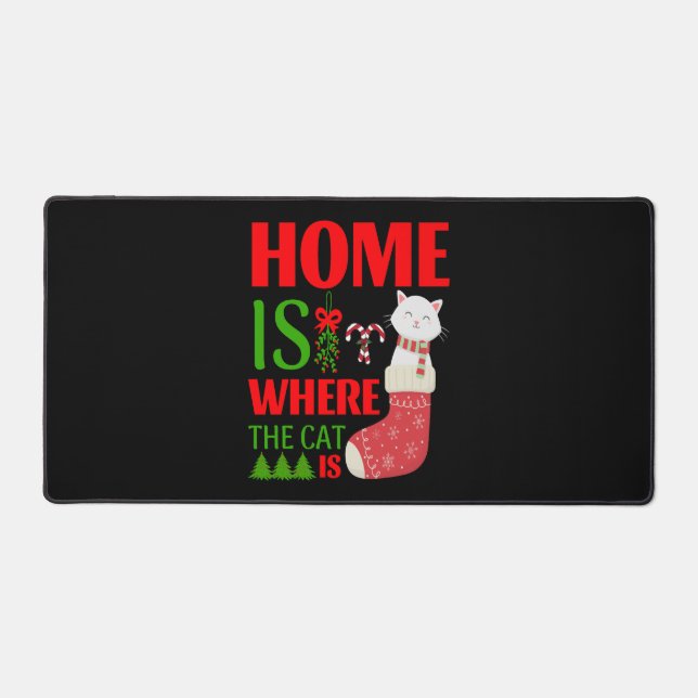 home is where the cat is Christmas Desk Mat (Front)