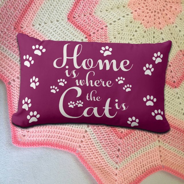 Home is where the Cat is little Paws Lumbar Cushion (Creator Uploaded)