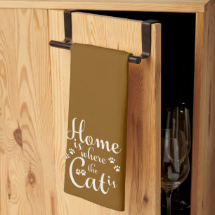 Home is where the Cat is little Paws Tea Towel