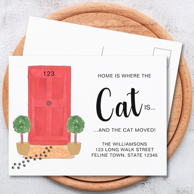 Home Is Where The Cat Is Moving Announcement Postcard (Creator Uploaded)