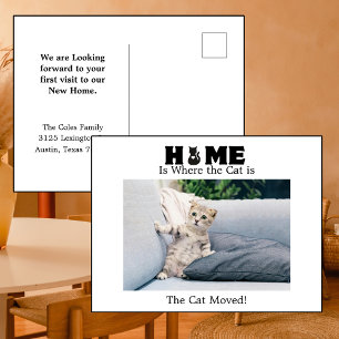 Home is Where the Cat is Moving Announcement  Postcard