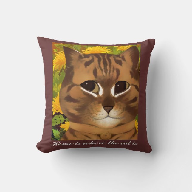 Home is Where the Cat Is Throw Pillow (Front)