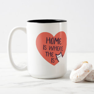 Home is where the cat is Two-Tone coffee mug