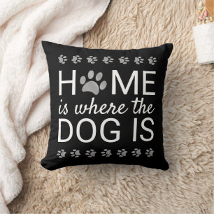 Home Is Where The Dog Is Silver Foil Paw Prints Cushion