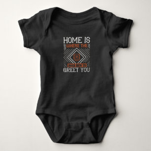 Home is Where the Dogs tun to Greet you Baby Bodysuit