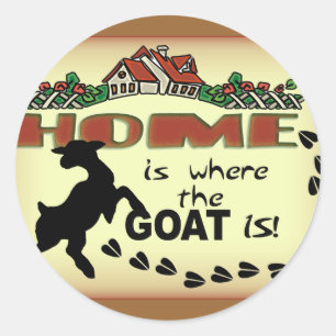 HOME IS WHERE THE GOAT IS CLASSIC ROUND STICKER