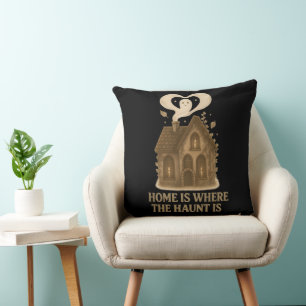 Home Is Where The Haunt Is Ghost Halloween Vintage Cushion