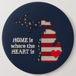 Home Is Where The Heart Is Americana Michigan 6 Cm Round Badge