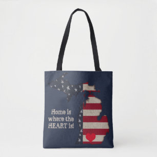 Home Is Where The Heart Is Americana Michigan Tote Bag