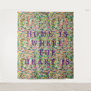 Home is where the heart is hoops purple design tapestry