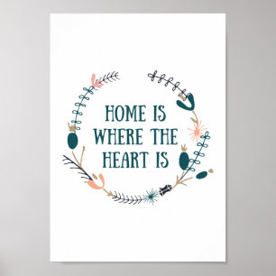 Home is where the heart is print,housewarming gift poster