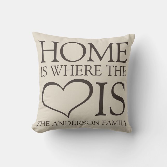 Home Is Where The Heart Is Rustic Family Cushion (Front)