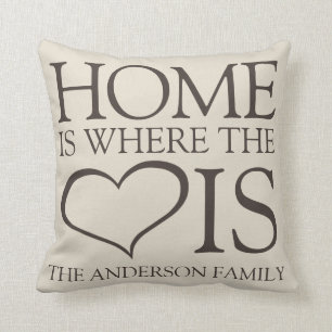 Home Is Where The Heart Is Rustic Family Cushion