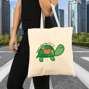Home Is Where the Heart Is Turtle Quote Tote Bag