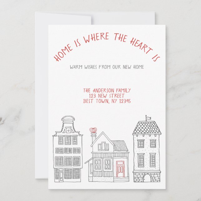 Home is Where the Heart is We've Moved Announcement (Front)