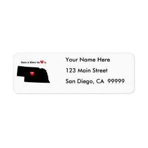 Home is Where the Heart NEBRASKA Return Address Label