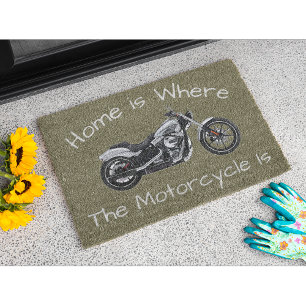 Home is Where the Motorcycle Is Door Welcome Mat