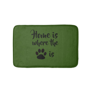Home is Where the Paw Print is Green Rug Bath Mat