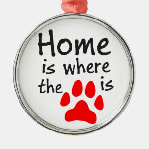Home is where the paw print is metal tree decoration