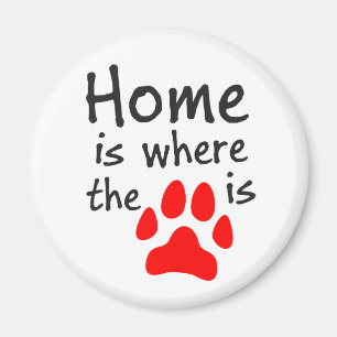 Home is where the paw print is Round Magnet