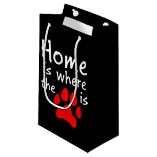 Home is where the paw print is small gift bag