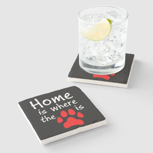 Home is where the paw print is Stone Coaster (Side)