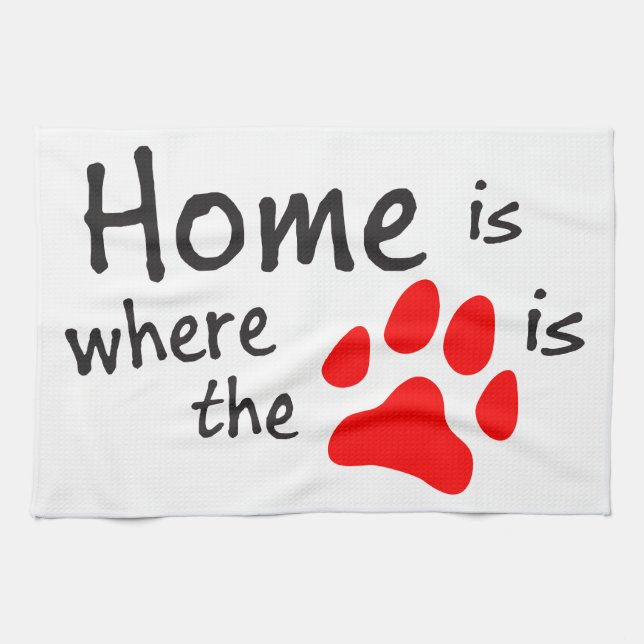 Home is where the paw print is tea towel (Horizontal)