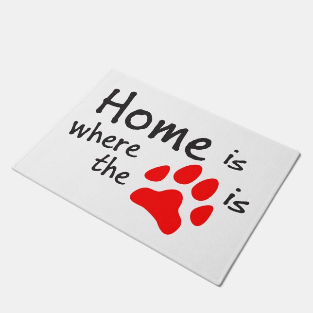 Home is where the paw print is White Doormat (Angled)