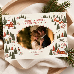 Home Is Where the Paw Prints Are Photo Holiday Card