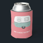 HOME IS WHERE YOU PARK IT vintage trailer CUSTOM Can Cooler<br><div class="desc">Home is where you park it! Customise this coozie with your name or text. This can cooler will keep your beverage cold whether you are at a campground or boondocking. Take it to a gathering and everyone will be jealous. You can add your own text to one or both sides...</div>