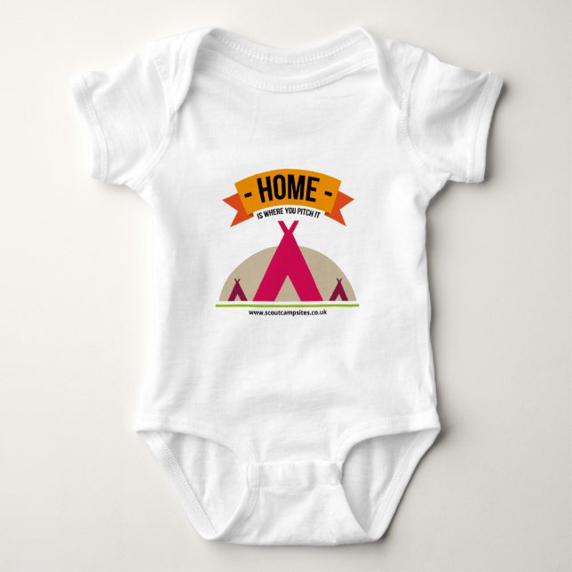 Home is where you pitch it... baby bodysuit (Front)