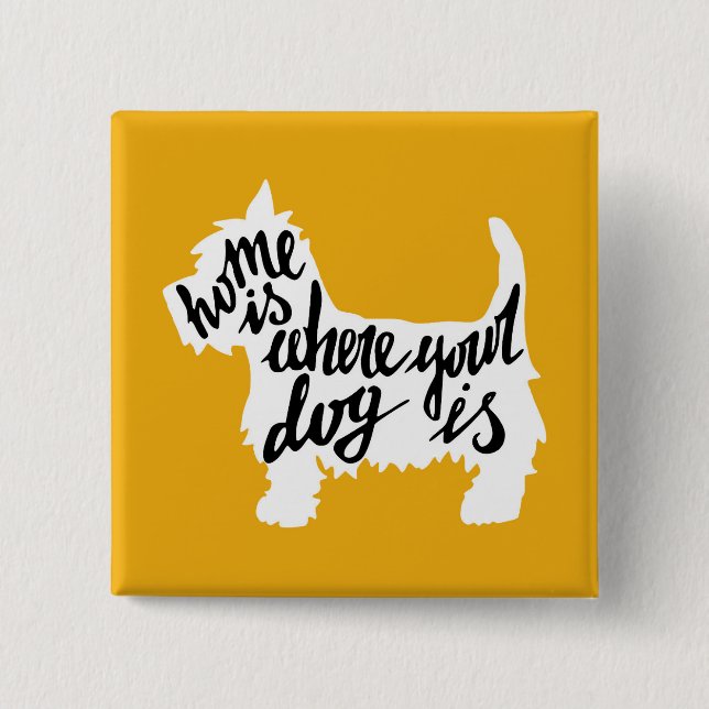 Home Is Where Your Dog Is 15 Cm Square Badge (Front)