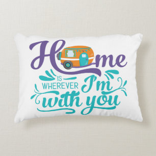 Home is Wherever I'm with you - Cute Retro Camper Decorative Cushion