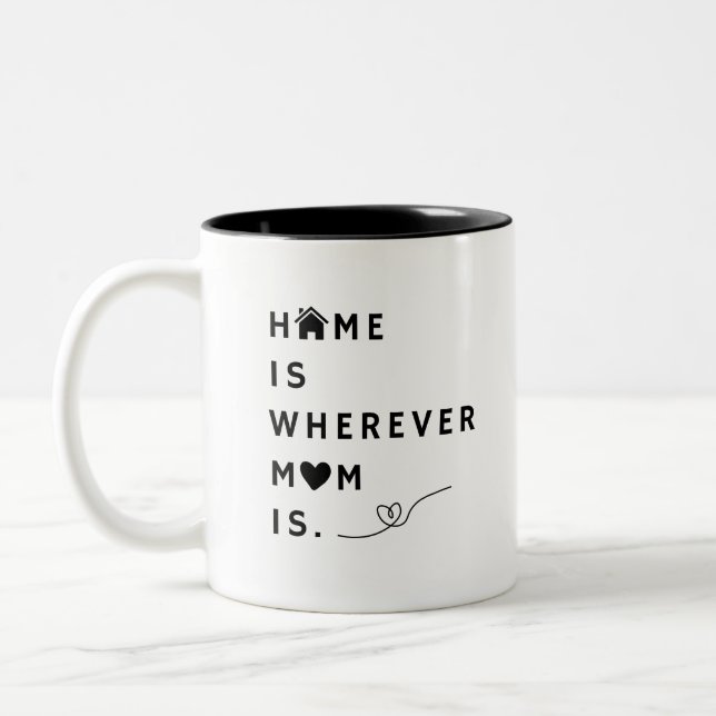 Home Is Wherever Mom Is – Gift For Mom Two-Tone Coffee Mug (Left)