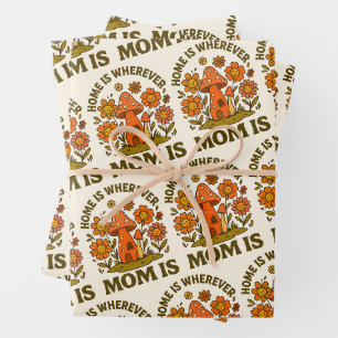 Home Is Wherever Mum Is Mothers Day Wrapping Paper Sheet