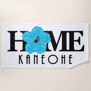 HOME Kaneohe Blue Hibiscus Beach Towel