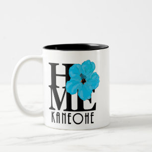 HOME Kaneohe Hawaii 11oz Blue Hibiscus Two-Tone Coffee Mug