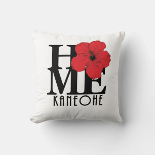 HOME Kaneohe Red Hibiscus Cushion