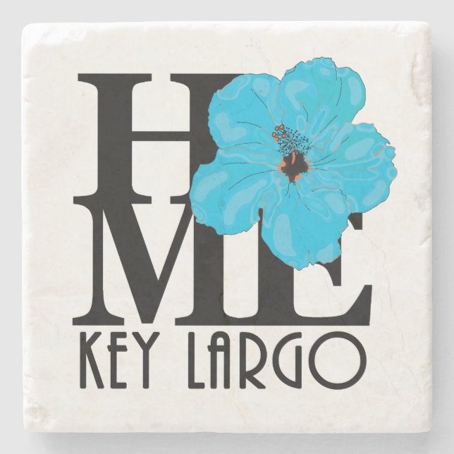 HOME Key Largo Blue Hibiscus Stone Coaster (Front)