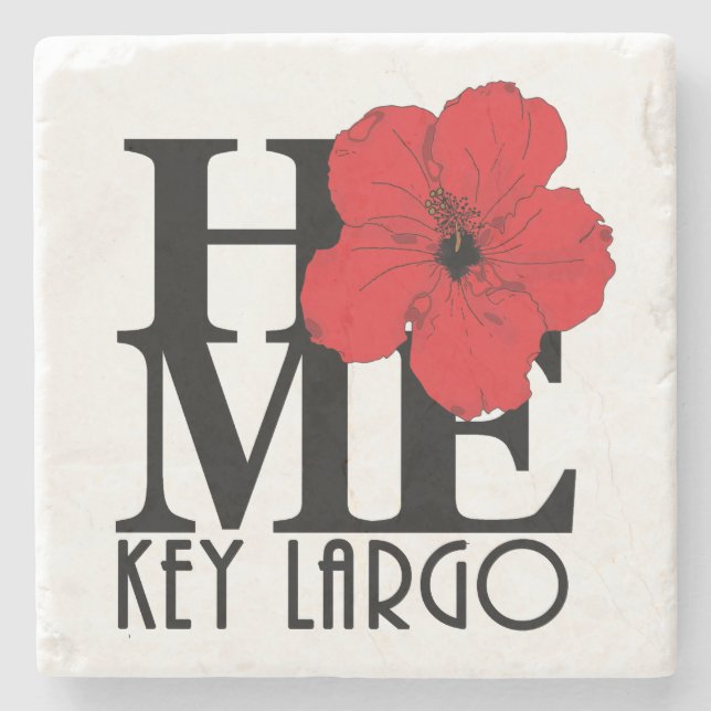 HOME Key Largo Red Hibiscus Stone Coaster (Front)