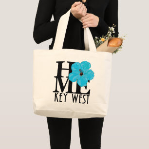 HOME Key West Blue Hibiscus Large Tote Bag