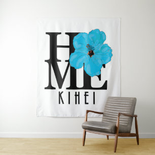HOME Kihei Hawaii Blue Hibiscus Tapestry
