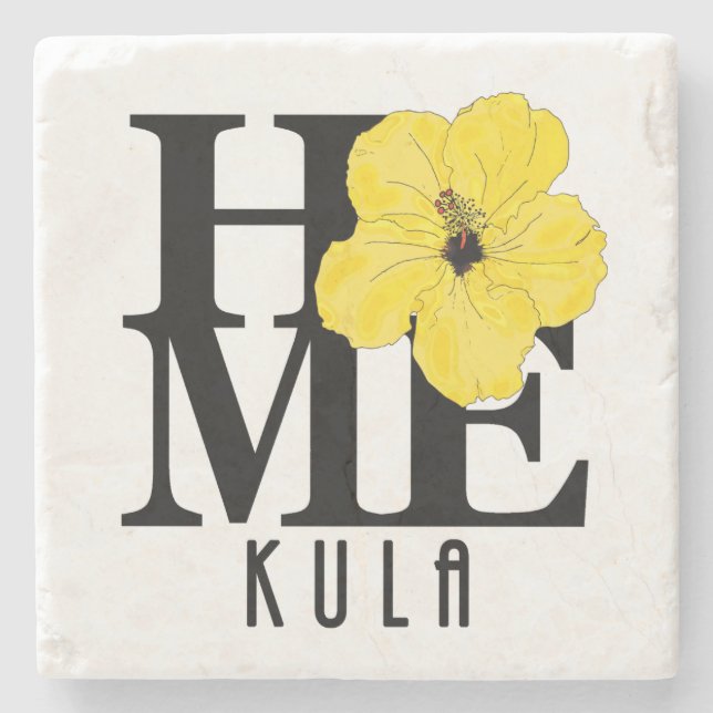 HOME Kula Yellow Hibiscus Stone Coaster (Front)