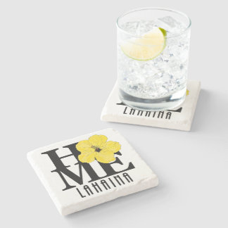 HOME Lahaina Yellow Hibiscus Stone Coaster
