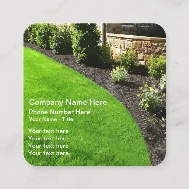 Home Landscaping Grounds Keeper Design Square Business Card (Front)