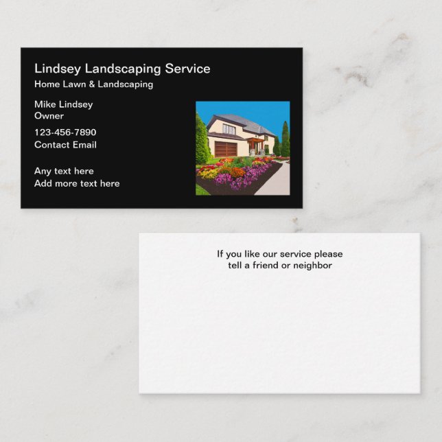 Home Lawn And Landscaping Business Cards  (Front/Back)