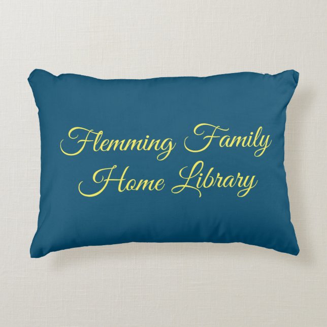 Home library cushion, navy blue, elegant script decorative cushion (Front)