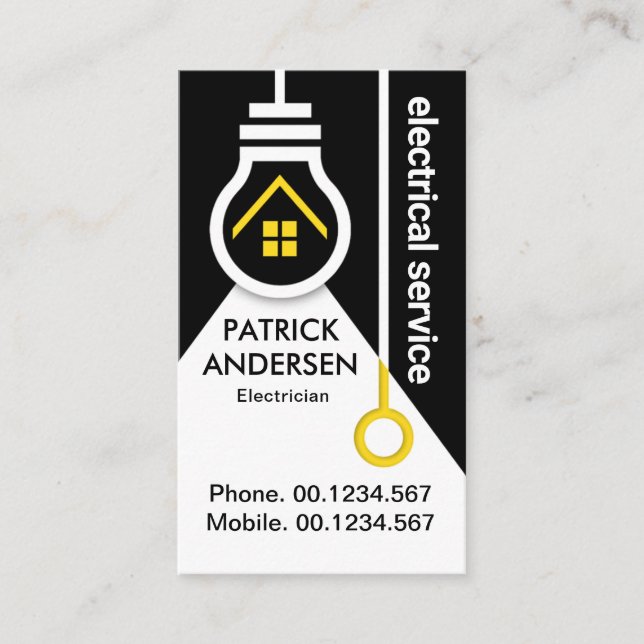 Home Light Bulb Switch Electrical Business Card (Front)