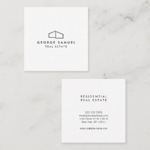 Home Logo Realtor Black & White Square Business Card