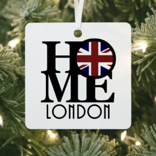 HOME London (UK flag) Metal Tree Decoration